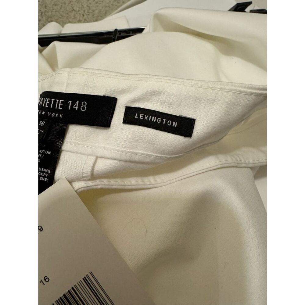 NWT Lafayette 148 New York Lexington White Cropped Straight-Leg Pants 16 - Picture 6 of 7